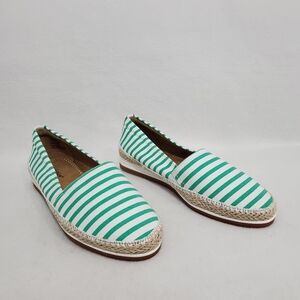 Green Striped Women's Flats